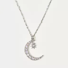 Moon & Star Necklace in Moonstone & Diamond