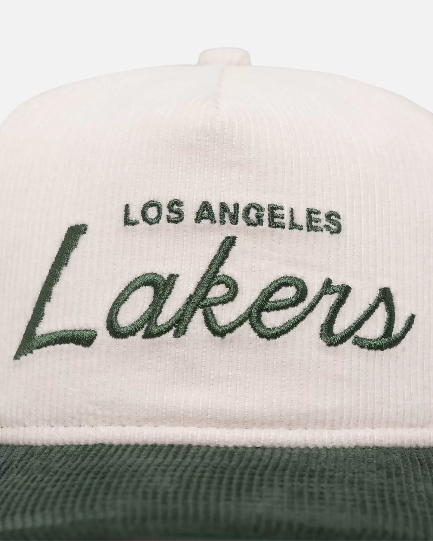 New Era Los Angeles Lakers 'Currency Corduroy' Golfer Pre-Curved Snapback Chrome White