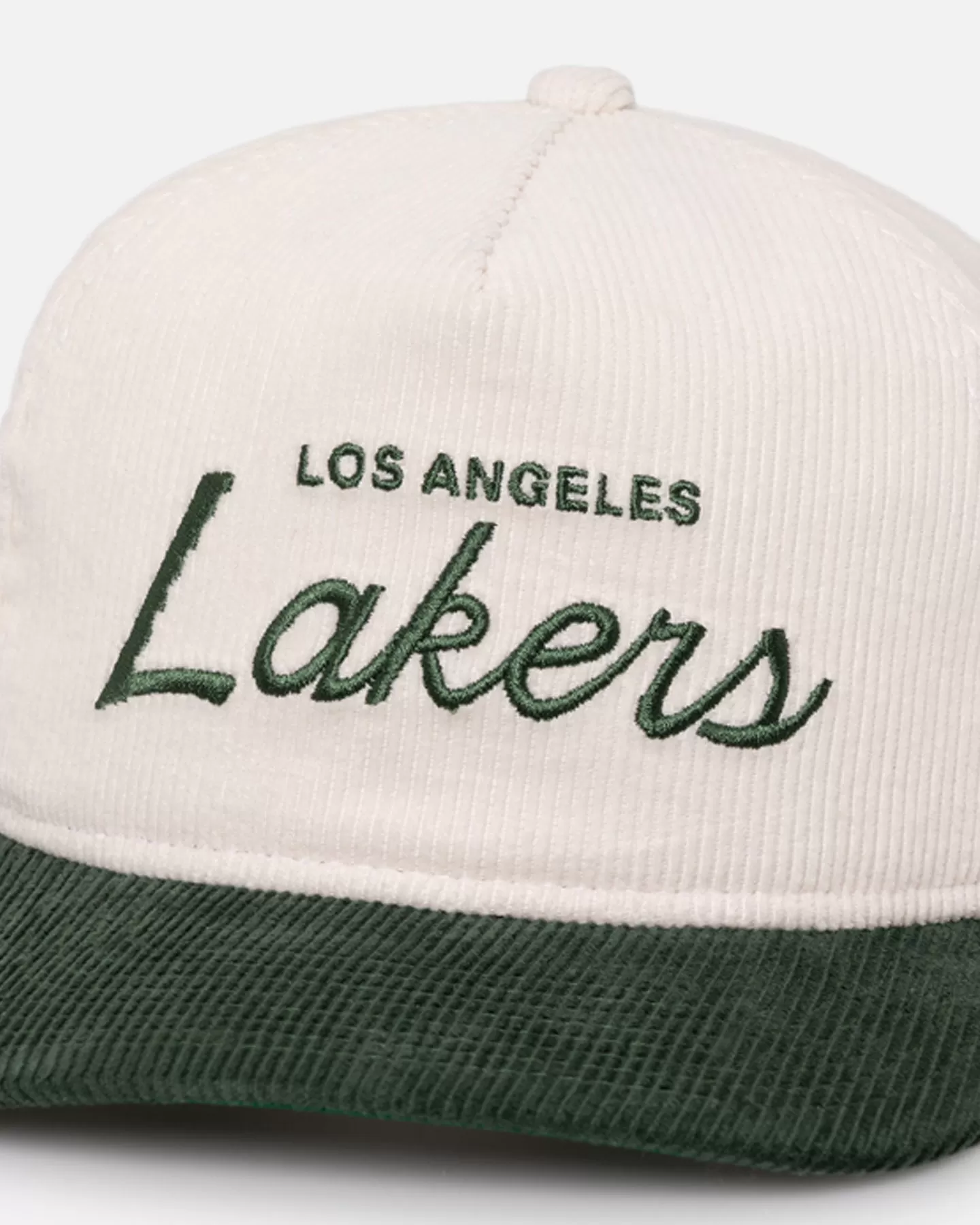 New Era Los Angeles Lakers 'Currency Corduroy' Golfer Pre-Curved Snapback Chrome White