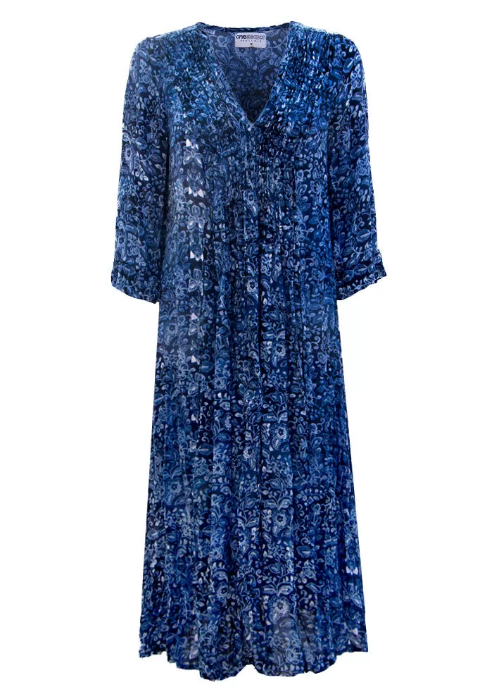 One Season Mia Sardinia Viscose Kjole - Blue