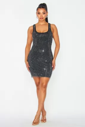 Onyx Mesh Bodycon Sparkle Dress