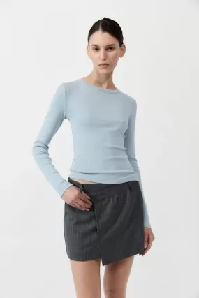 Organic Cotton Long Sleeve Top - Stone Blue