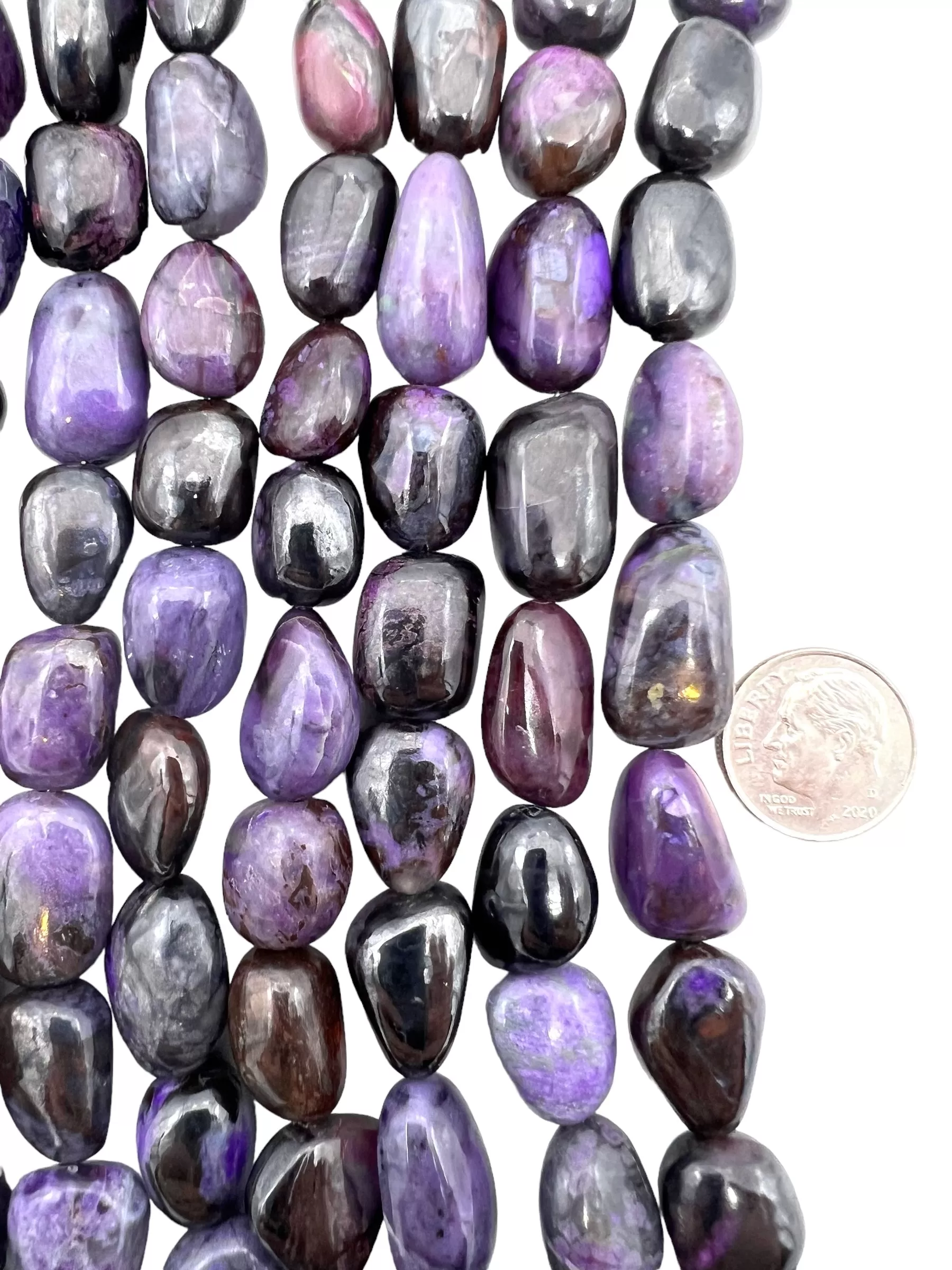 RARE Sugilite Multi Shaded BIG Chunky Nugget Beads, (6 inch Strand/10 Beads)