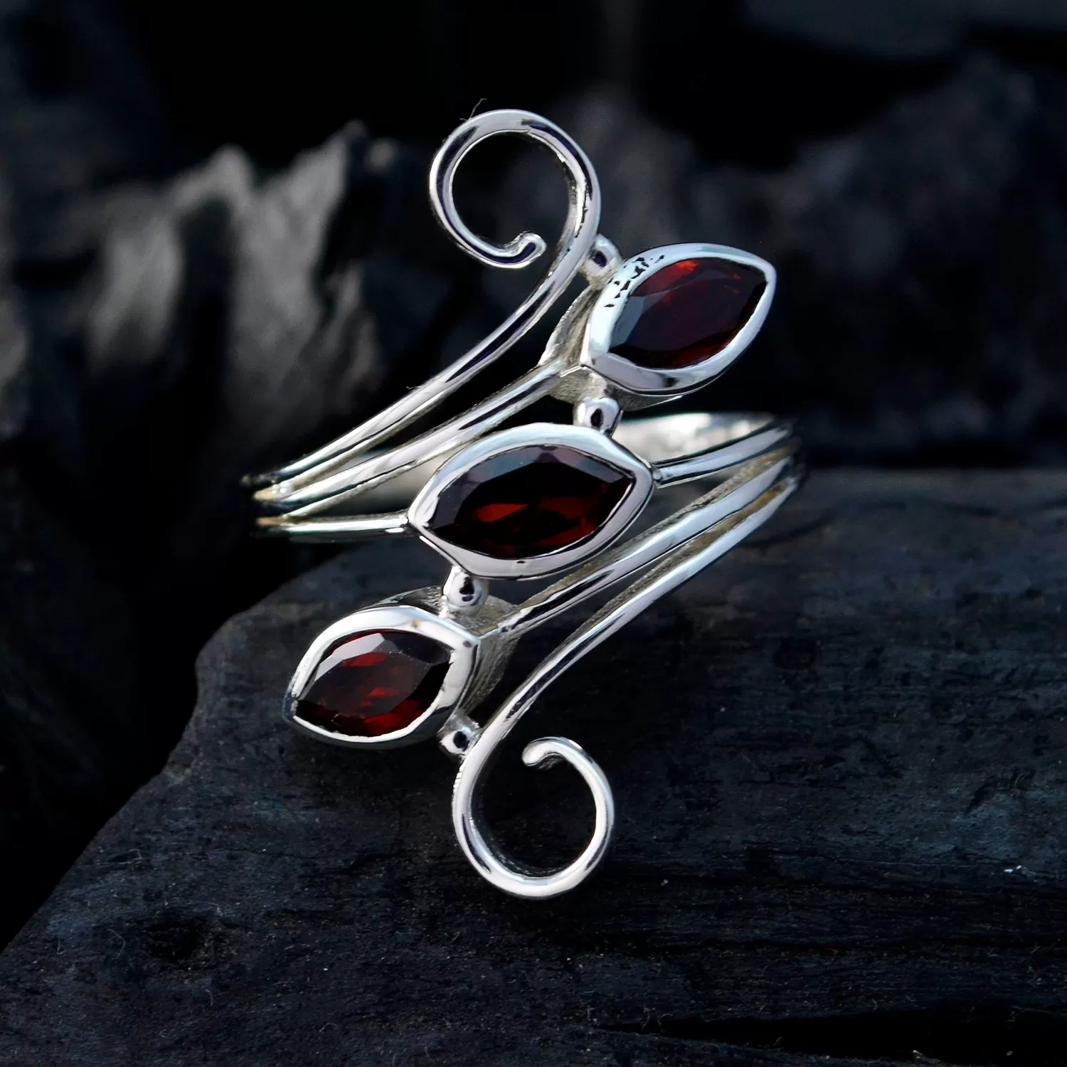 Riyo Comely Gemstone Garnet 925 Sterling Silver Rings Father'S Day