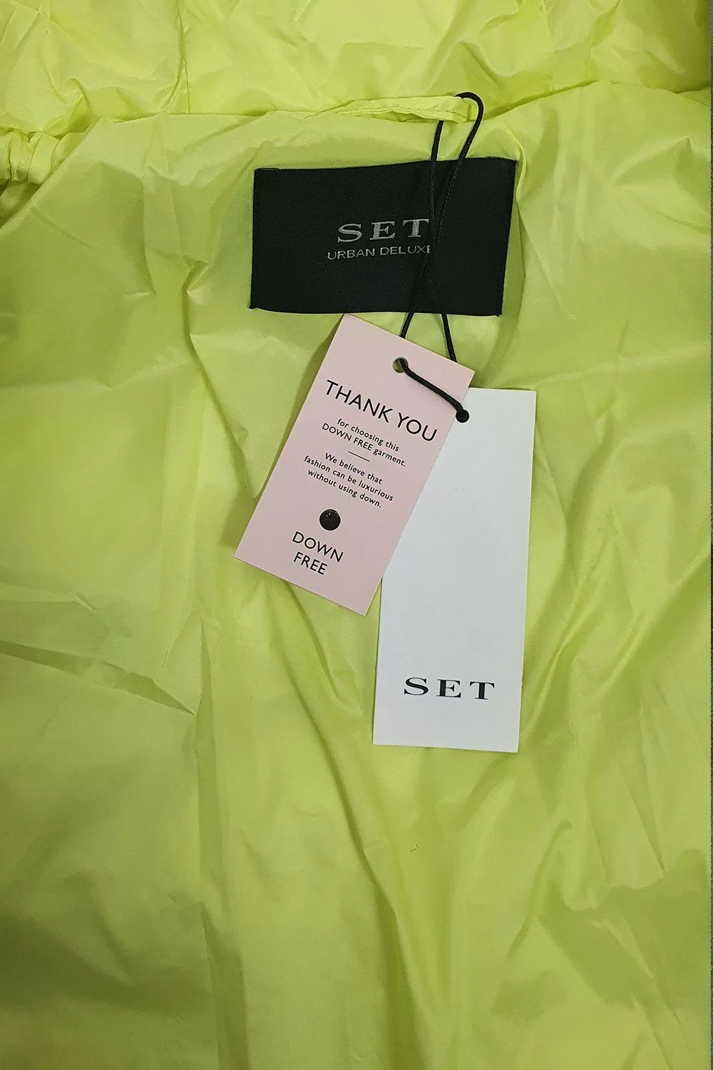 SET Urban Deluxe Neon Yellow Down Free Cropped Puffer Jacket (UK 6 | US 4 | FR 36)