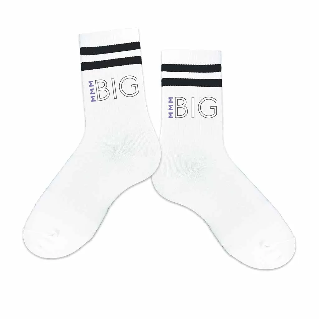 Sigma Sigma Sigma Sorority Socks for your Big and Little with Greek Letters on Striped Cotton Crew Socks