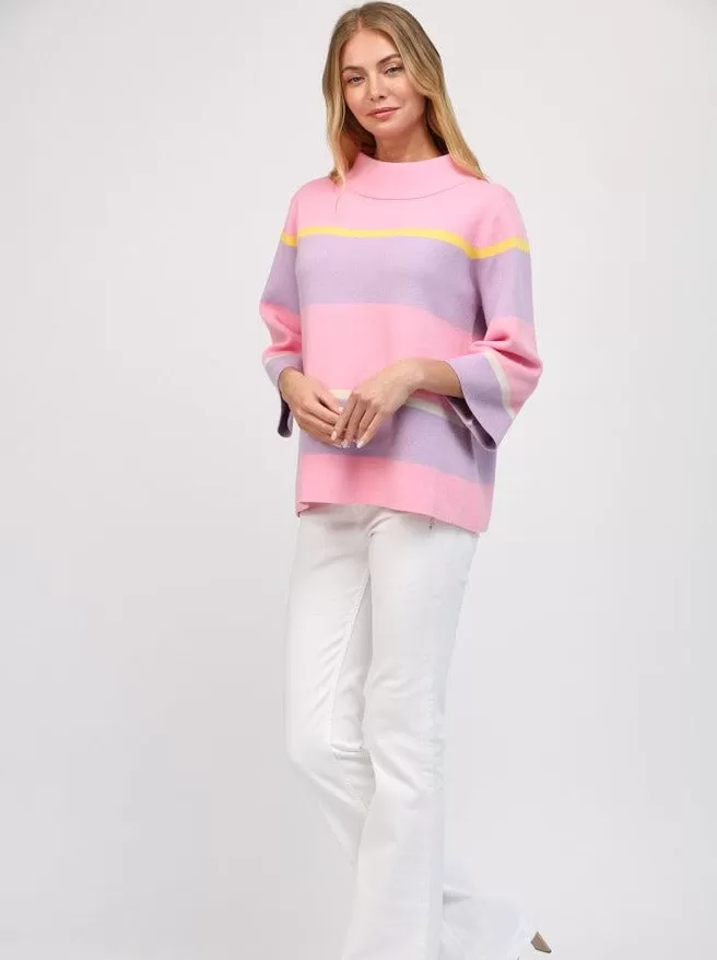 Stripe Jacquard Knit Mock Sweater