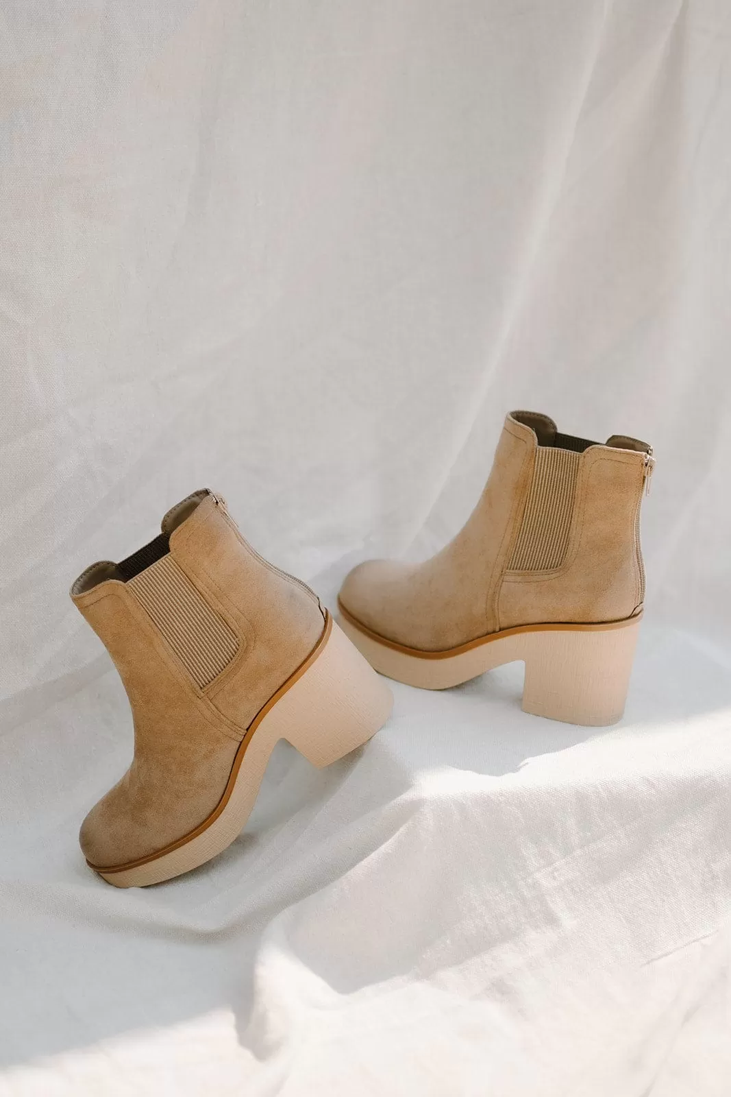 Taupe Suede Chunky Bootie