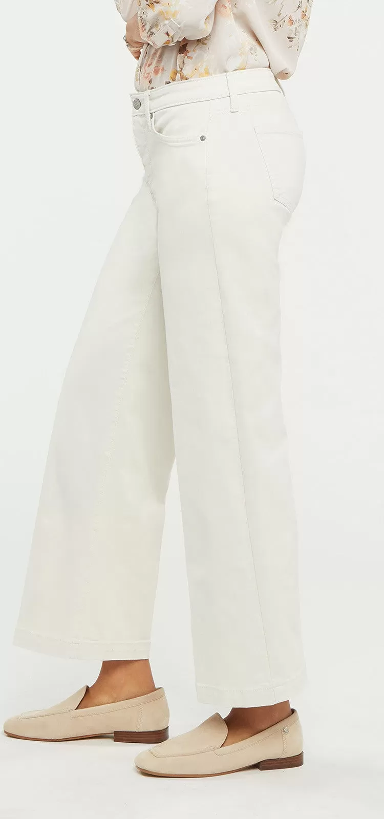 Teresa Wide Leg Ankle Jeans Wit Premium Denim | Eggshell