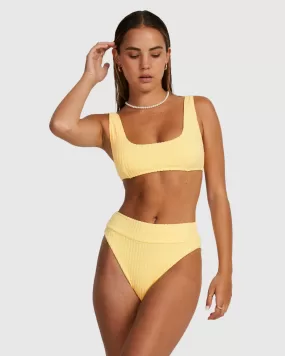 Tezzy Rib Scooped Bralette Bikini Top - Butter