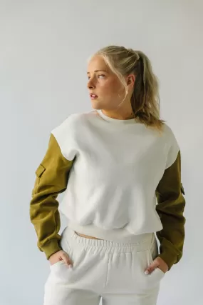 The Shannon Pocket Detail Pullover in Ivory   Olive