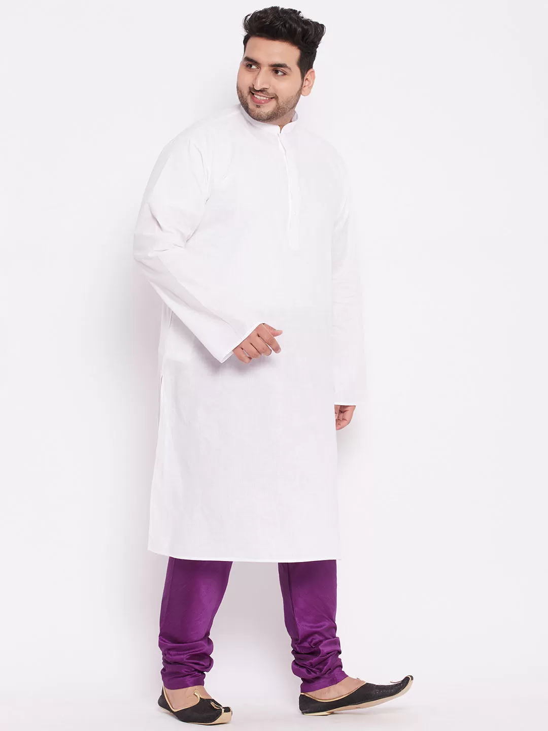 VASTRAMAY  Men's  Plus Size Purple Cotton Silk Blend Pyjama