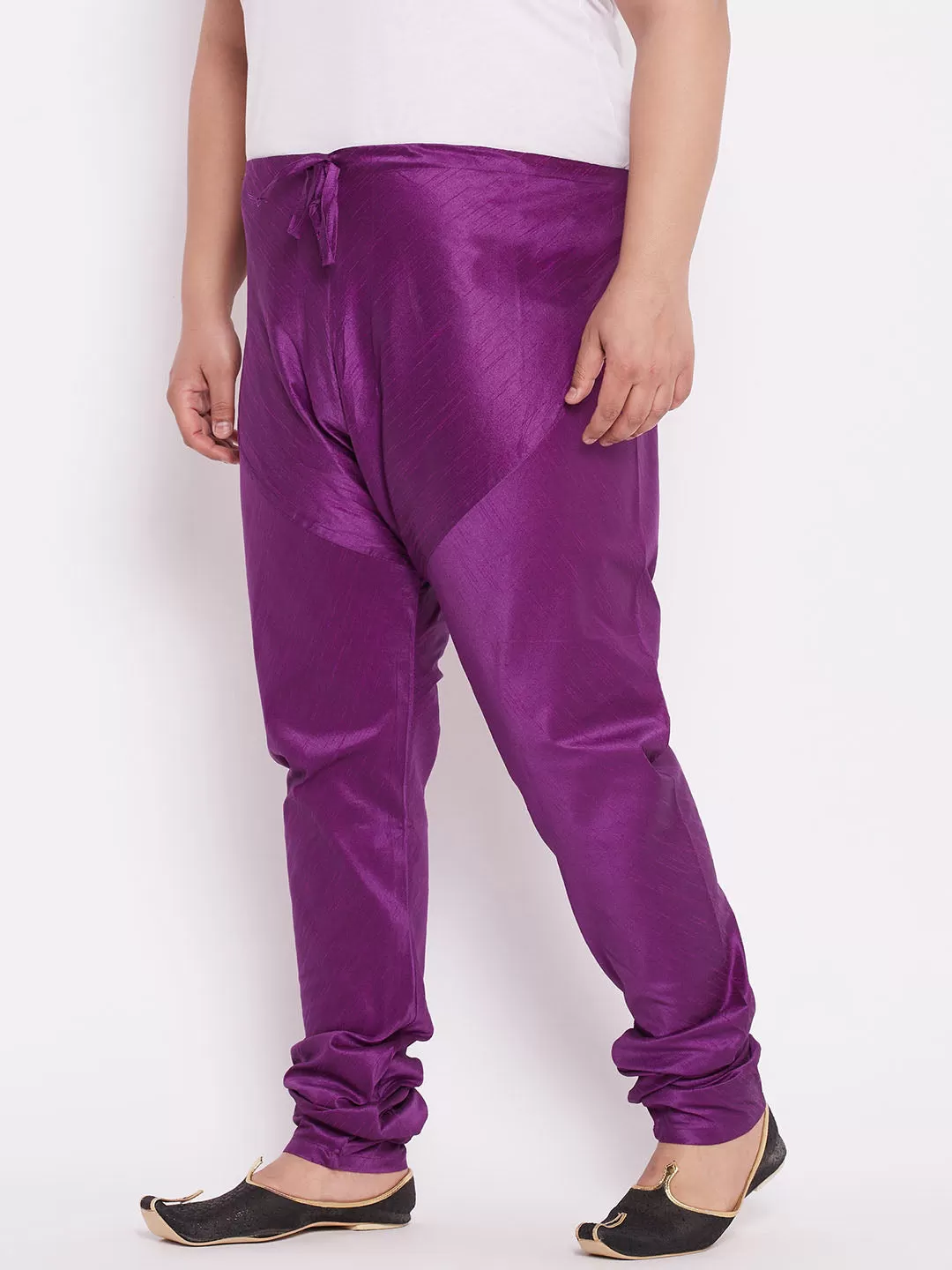 VASTRAMAY  Men's  Plus Size Purple Cotton Silk Blend Pyjama