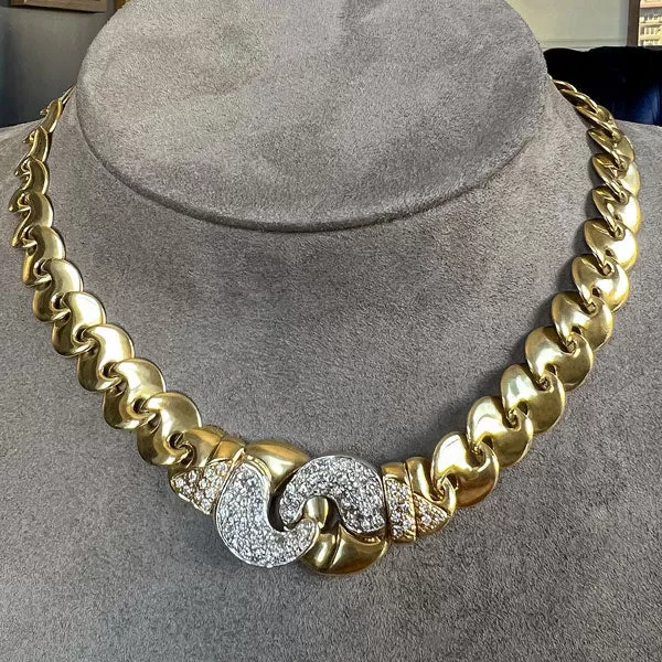 Vintage Diamond Link Chain Necklace