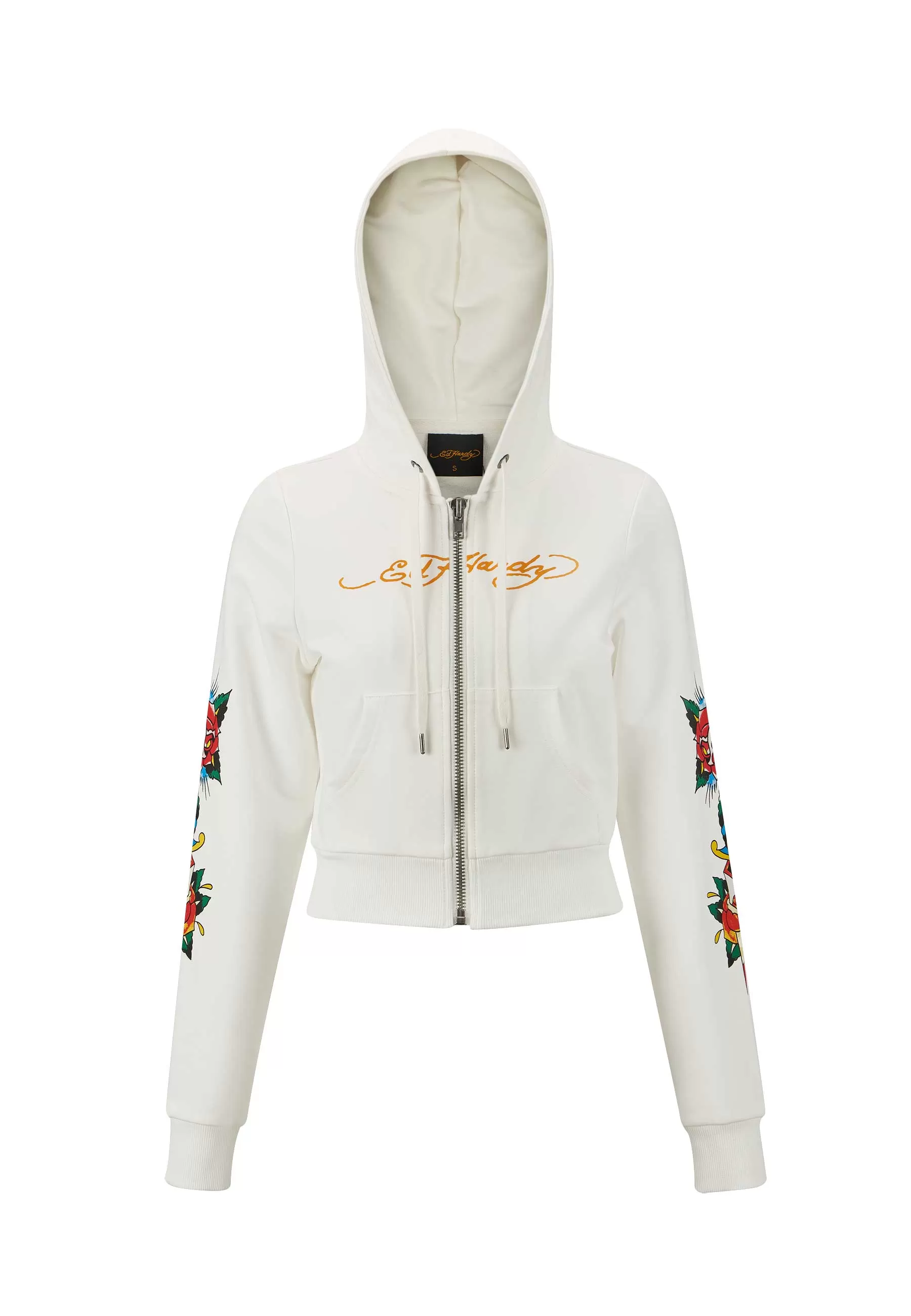 Womens Only Live Once Cropped Zip Through Hoodie - White