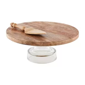 Wood & Glass Cake Stand Set