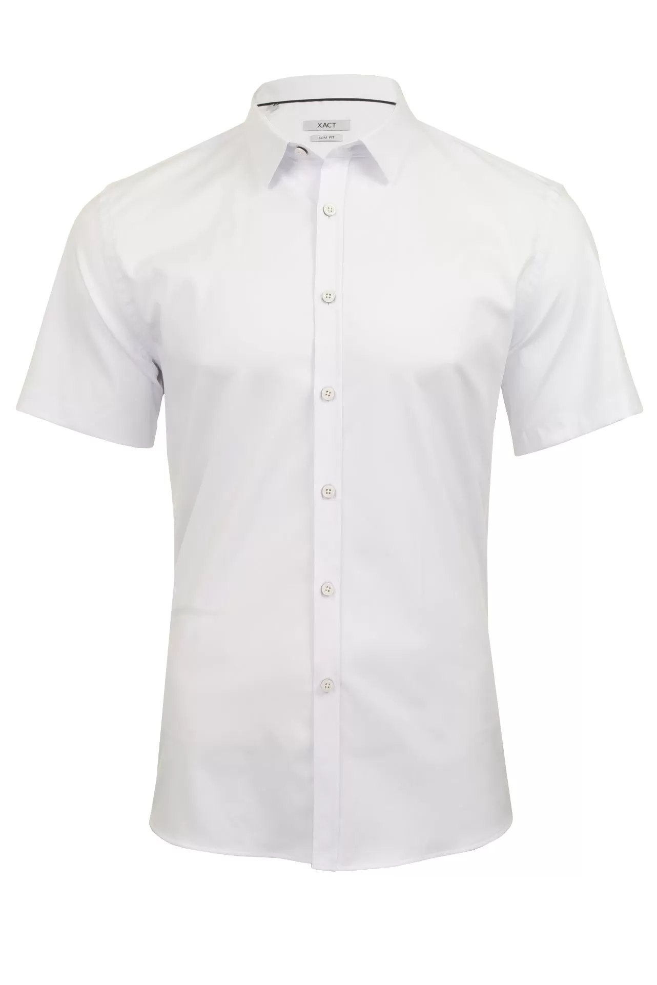 Xact Mens Short Sleeved Poplin Stretch Shirt - Slim Fit