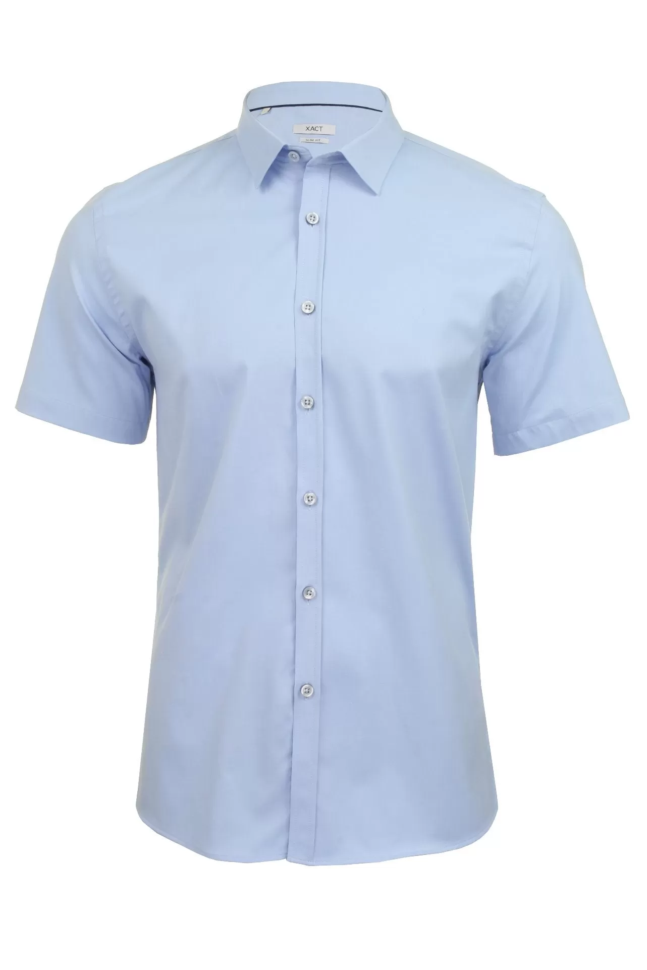 Xact Mens Short Sleeved Poplin Stretch Shirt - Slim Fit