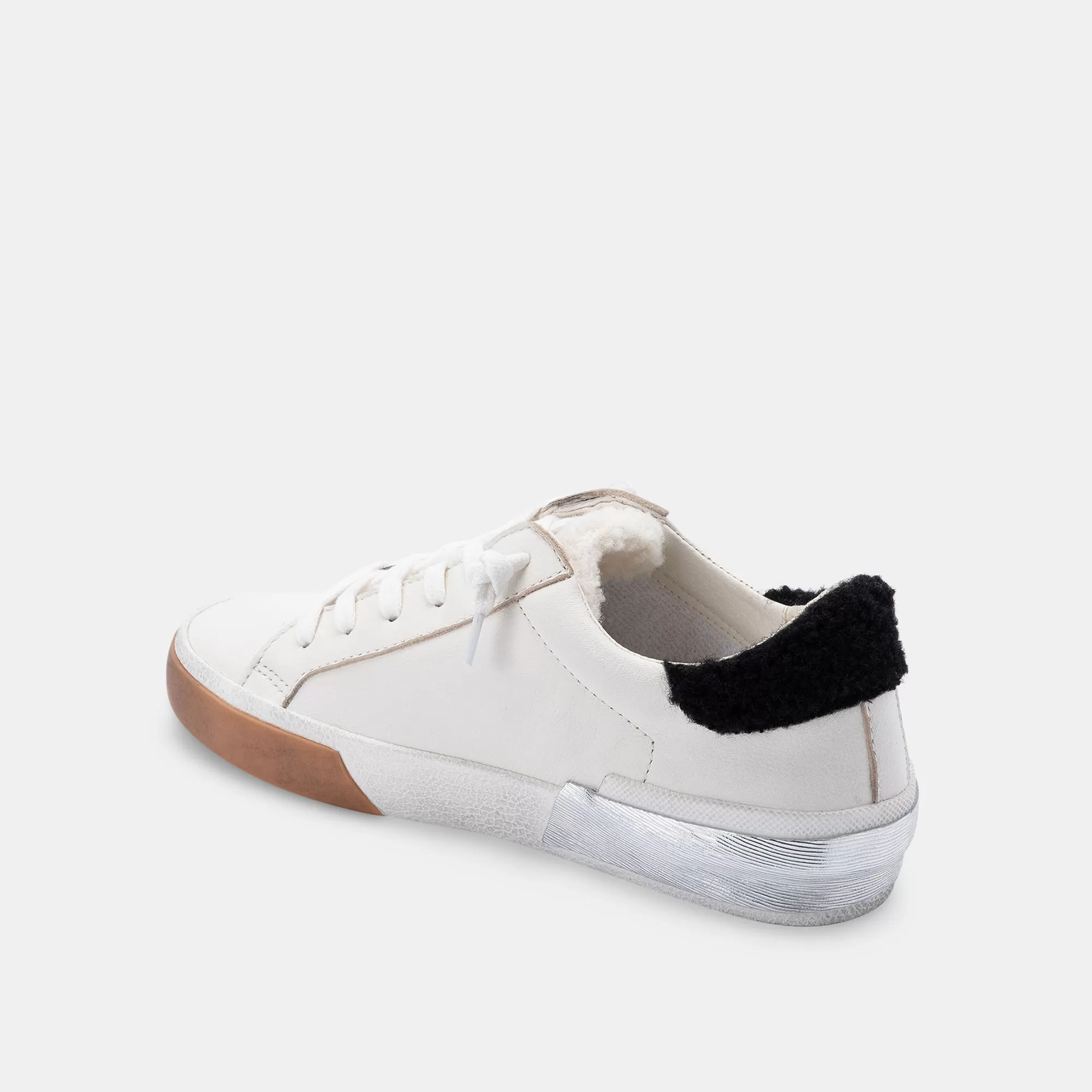 ZINA PLUSH SNEAKERS WHITE BLACK LEATHER