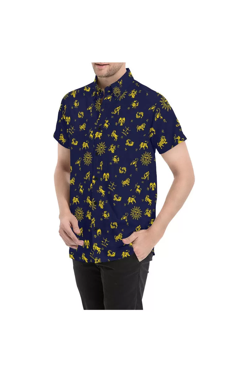 Zodiac Signs and Symbols Large Men's All Over Print Short Sleeve Shirt/Large Size