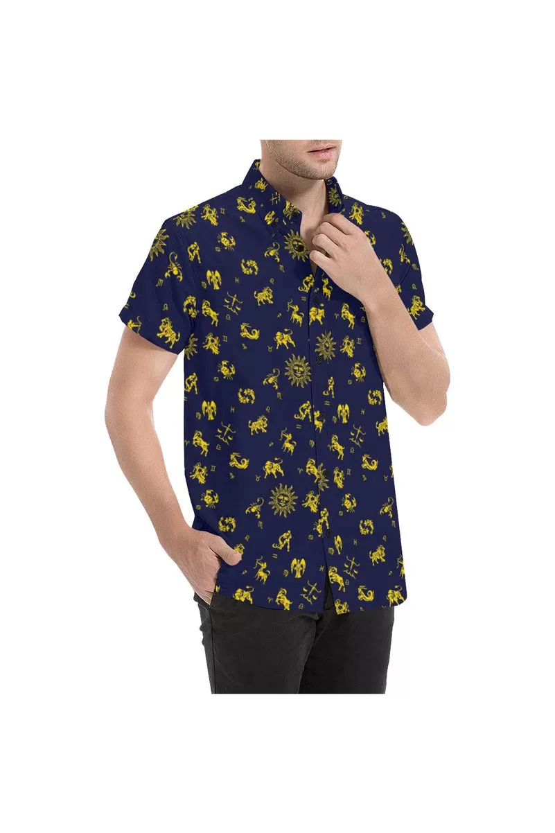 Zodiac Signs and Symbols Large Men's All Over Print Short Sleeve Shirt/Large Size